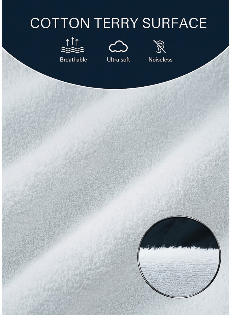 ١/٣ حياة واقي مرتبة فاخر – سطح كورال فليس وتيري، مقاوم للماء، تصميم شرشف مطاطي، ناعم وبدون صوت، قابل للتهوية، صناعة سعودية - Image 2